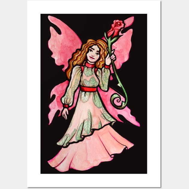 Pink fairy Rose Wall Art by bubbsnugg